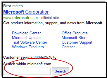 Site Search on Bing